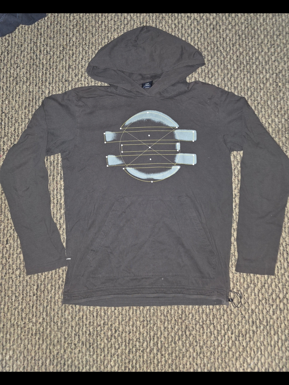 Diesel Men's Black Hoodie with Geometric Blue Graphic